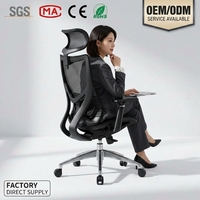 Chaise de bureau ergonomique à dossier haut en maille, pivotante, pour ordinateur, avec appui-tête et accoudoirs