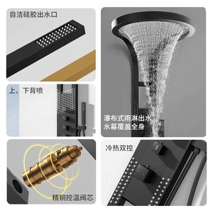 Pistola multifuncional Pantalla de ducha de <span class=keywords><strong>cascada</strong></span> gris Baño pulido Patrón de rociador de lluvia Nuevo núcleo de válvula de cerámica para hoteles Villas - Product Image 2