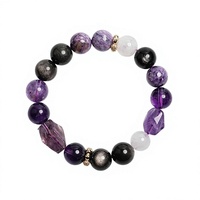 Pulsera Geométrica de Cristal Natural Nueve Púrpuras Li-Fire para Mujer, Venta al por Mayor en Transmisiones en Vivo, Xiaohongshu, Douyin