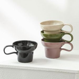 Retro Wide Mouth Solid Color Ceramic <b>Coffee</b> Cup Latte Art Cup for Home Office Vintage Style - Product Image 4