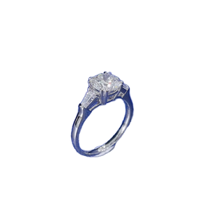 Anillo de Compromiso de Diamante Redondo Brillante de Platino, Estilo Clásico para Mujer, Diamante Natural Certificado por GIA, Color D - Product Image 2
