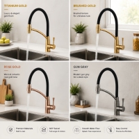 Robinet de cuisine en laiton au design classique moderne avec bec rotatif, poignée unique flexible, valve en céramique, haute qualité, montage sur plan.