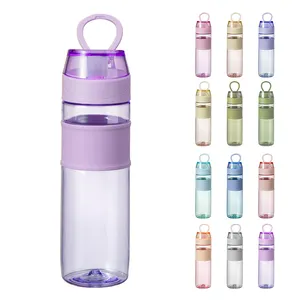 Tritan bening botol air olahraga anak, botol plastik minum GYM dengan pegangan sedotan untuk sekolah anak-anak
