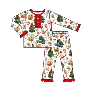 Setelan piyama lengan panjang anak perempuan, Set baju natal musim dingin butik pakaian bayi