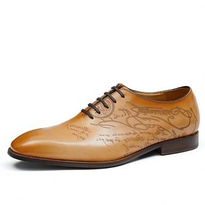 Hand-carved Floral Autumn Wedding Lace-up <b>Shoes</b> Retro Leather Business Italian Oxford <b>Shoes</b> for Men with Breathable Feature - Product Image 2