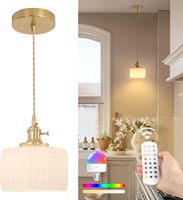 Luminaire suspendu vintage réglable en cuivre avec verre rayé transparent et stratifié pour îlot de cuisine, salle à manger, couloir, LED central