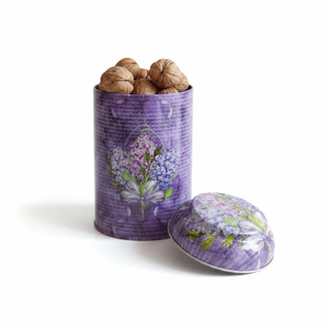 Kontensan EF11528 1.2L Purple Flower Round Metal Tin with <b>Dome</b> Lid 105x150mm for Jewelry Organizers Turkey - Product Image 2