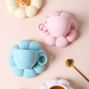 Taza de café de cerámica Nordic Macaron Color Girasol Tazas de té de la tarde y Juego de platillos Calentador de vidrio Sublima personalizado con logotipo de viaje - Product Image 5