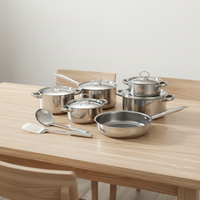 Ensemble de 15 casseroles en acier inoxydable à double fond avec couvercle, qualité alimentaire, pour usage domestique et professionnel, casseroles et poêles coréennes