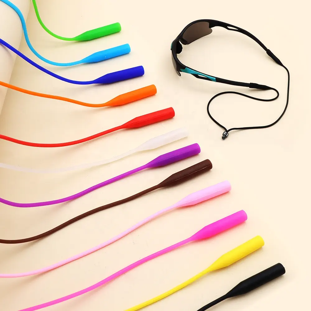 Retentor de óculos de sol esporte de silicone, elástico, de alta qualidade, alça, suporte de corrente colorida, cabo para óculos