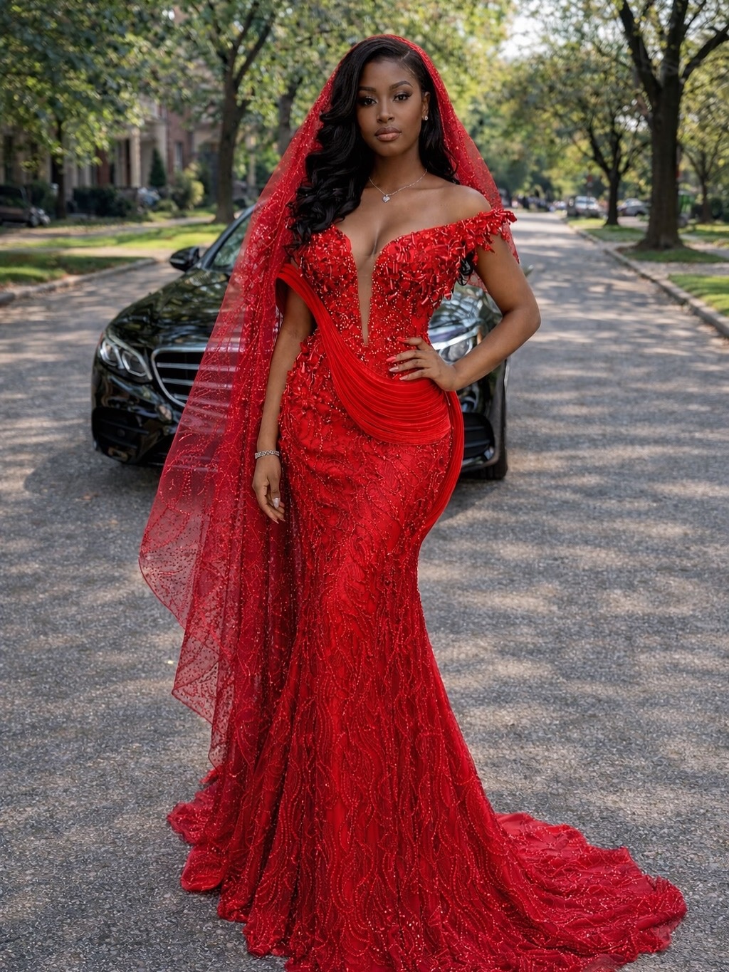 chinese dress ladies Red Lace A-line Applique Spaghetti Straps Floor-length Long Graduation Prom  Dresses- ChicSew