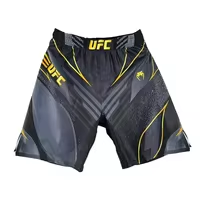 Pantalones Cortos de Artes Marciales Mixtas <span class=keywords><strong>UFC</strong></span> para Hombre, Impresión por Sublimación, Secado Rápido, Corte Regular, Negro con Logotipo Amarillo en la Parte Delantera - Product Image 5