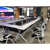 Table de formation pliable rectangulaire modulaire en métal moderne avec roulettes pour bureau, école et domicile