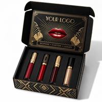 Boîte d'expédition en carton ondulé Art Déco noir et or avec logo personnalisé, emballage cosmétique de luxe pour brillant à lèvres, boîte cadeau écologique en gros