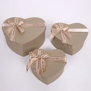 Shihao-Caja de regalo con forma de corazón, logotipo personalizado, rosa, flor de boda, cartón de lujo, 3405