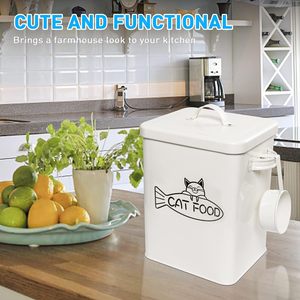 Boîte de nourriture rétro mignonne pour chien Poubelle de stockage de style ferme moderne Conteneur de stockage de nourriture pour chat et animal de compagnie en acier - Product Image 6