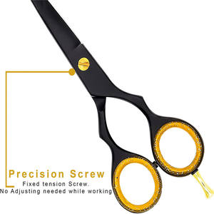 กรรไกรตัดผม Body Fence ขนาด 6 นิ้ว สีดำ แบบแบน สำหรับช่างทำผมมืออาชีพ ทำจากสแตนเลส อุปกรณ์สำหรับช่างตัดผม - Product Image 2