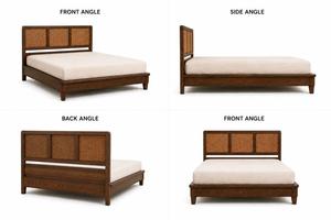 Cama King y Queen Size de Lujo con Estructura de Madera Estilo Francés y Ratán para Dormitorio de Villa - Product Image 2