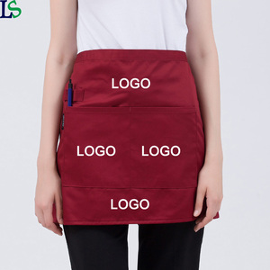 Tablier de cuisine de travail imperméable avec poches avec logo personnalisé uniformes pour serveurs serveuses cafés uniformes pour les ongles demi-tabliers de cuisine - Product Image 1