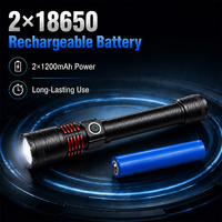 Lampe torche laser zoomable 10W, batterie 1200mAh, rechargeable par type C, 3 modes d'éclairage, en aluminium aéronautique, torche d'urgence