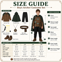 Ensemble de 8 pièces de costumes de chasseur médiéval et de chasseur de la Renaissance pour garçons avec cape Echo