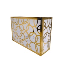 Offre Spéciale pas cher prix fête de mariage événements meubles long carré or acier inoxydable FLORA Bar Table