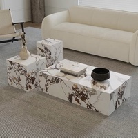 Table basse de salon moderne de luxe, style nordique, avec base en pierre brûlée Calacatta Viola Kaia, grande capacité de rangement, prix abordable