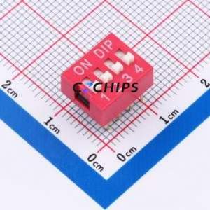 DS-04R DIP Switch Through hole Component (THT)-8P,11.7x9.9mm Switch Flat Toggle, Raised Type Single Pole Single Throw 4 PC Pin - Product Image 1