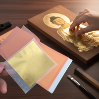 Feuille d'or véritable 24K 22K de 8x8cm pour dorure de motifs, icônes, graphiques, statues de Bouddha, peintures et décorations, et transfert artistique