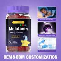 Gummies de mélatonine végétaliennes pour enfants 1 mg, marque privée OEM/ODM, complément de soutien au sommeil