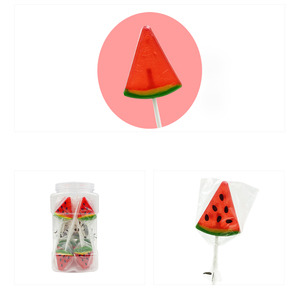Sıcak satış tatlı meyveli sert Lolly Pop karpuz şekli uzun çubuk sert şeker lolipop - Product Image 3