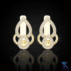 Custom Lab Grown CVD Diamond Pave Emerald Cut Wedding Party <b>Earrings</b> Snap Back <b>Hoop</b> 18K <b>Solid</b> Gold Women Jewelry - Product Image 1