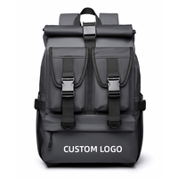 Sac à dos pour ordinateur portable grande capacité, multi-poches, imperméable, à enroulement, personnalisé, pour les voyages courts et les activités professionnelles