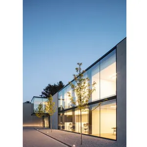 Luar ruangan kustom populer eksterior Fasade aluminium kaca ganda kaca bening untuk bangunan