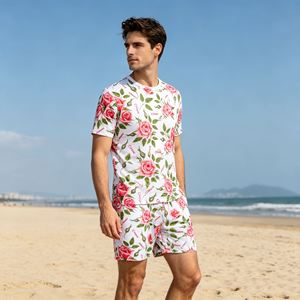 Ensembles pour hommes en maille 230 g/m², ensembles sportifs en maille tricotée 100 % polyester respirant pour hommes, ensemble de vêtements de sport et de plage pour l'été - Product Image 2