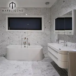 Azulejos de mármol blanco para baño de piedra natural diseño Bianco Carrara