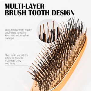 <span class=keywords><strong>Brosse</strong></span> à cheveux <span class=keywords><strong>lissante</strong></span> bouclée sans statique galvanisée Séchage par soufflage <span class=keywords><strong>Brosse</strong></span> à cheveux démêlante sans enchevêtrement pour cheveux épais - Product Image 5
