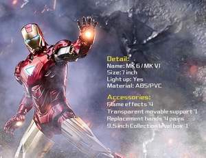 Figurines d'<span class=keywords><strong>action</strong></span> Iron Man de 7 pouces de Zd Toys, édition du 10e anniversaire de Marvel - Version lumineuse - Lumière dans la poitrine (LED MK6) <span class=keywords><strong>à</strong></span> l'échelle 1/10 - Product Image 4