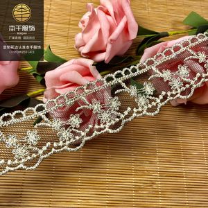 LEIXUSI - Ribete de encaje de malla dorada de 3.5 cm, puño de tul <span class=keywords><strong>transparente</strong></span> negro para accesorios de prendas victorianas - Product Image 4