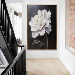 2025 Lớn Màu Trắng Hoa Hiện Đại Tường Nghệ Thuật Vẽ Tay Trừu Tượng Sơn Dầu Vải Cho Khách Sạn Phòng Khách Trang Trí Nội Thất - Product Image 2