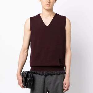 Pull-over personnalisé de haute qualité, gilet sans manches à col en V, gilet-pull d'été en laine tricoté pour hommes - Product Image 1