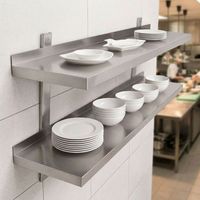Dubbeldekker wandmontage roestvrij staal 304 food grade schap commerciële keuken open schappen opbergrek 300kg/m belastbaarheid
