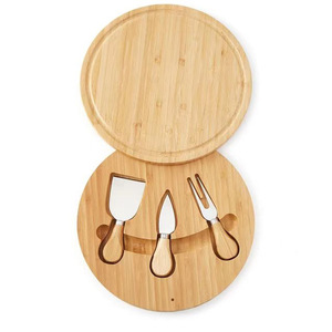 Ensemble de planches à fromage en bambou avec couteau, fourchette et spatule pour servir et couper le fromage - Product Image 1