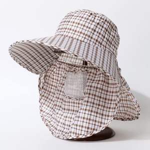 Sombrero de protección solar de verano, sombrero de ala ancha con cubierta facial, poliéster transpirable, plegable, para trabajo al aire libre, para mujeres - Product Image 1