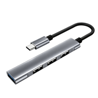 Base de conexión 4 en 1 con 4 puertos USB 3.0, velocidad de hasta 5 Gbps, cuerpo de aleación de aluminio, para portátil, PC, móvil.