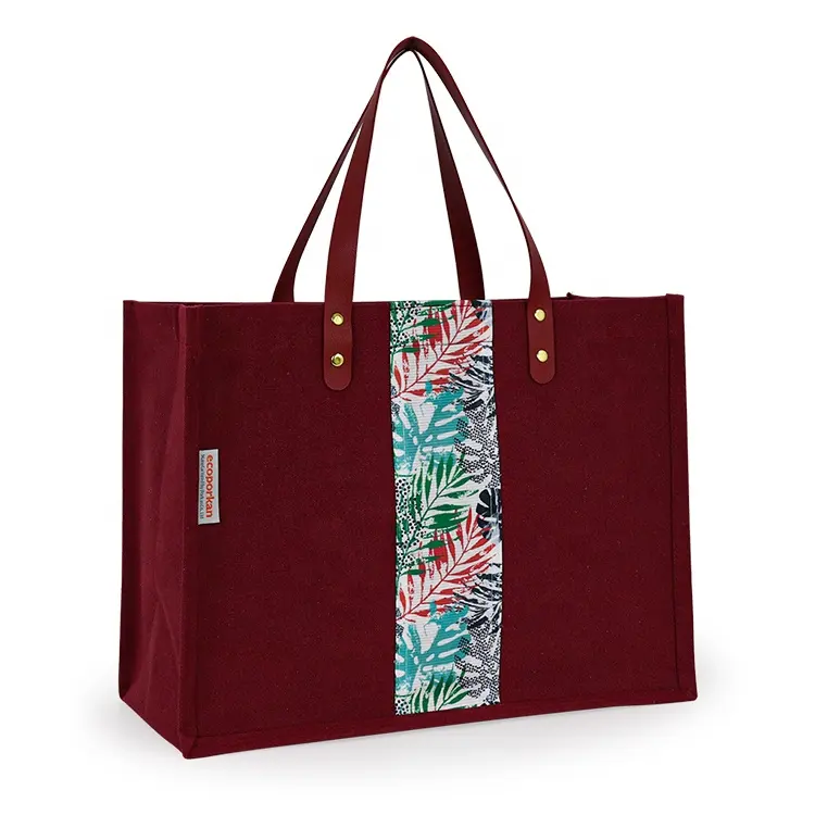 판매 준비 가죽 손잡이와 패션 디자인 면 토트 백 여성을위한 친환경 새로운 스타일 내구성 재사용 가능한 가방