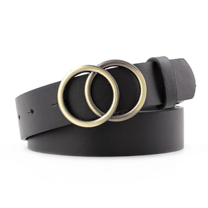 เข็มขัดหนังเทียมแบบวงแหวนคู่ หัวเข็มขัดโลหะ เข็มขัดแฟชั่นสำหรับผู้หญิง ใส่กับ<span class=keywords><strong>กางเกง</strong></span>ยีนส์ <span class=keywords><strong>กางเกง</strong></span>ขายาว และเดรส - Product Image 2