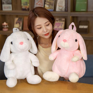 Yumuşak pembe tavşan işlemeli sırt çantası süper yumuşak peluş akıllı çanta yorgan PP pamuk sevimli kızlar için paskalya tavşanı oyuncak hediye - Product Image 3