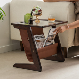 Mesa auxiliar pequeña Zhui Zhu con superficie de vidrio templado, mesa de centro móvil de estilo japonés para apartamentos pequeños, uso junto a la cama - Product Image 2