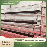 Système de cage à poules pondeuses galvanisé à quatre niveaux et quatre portes avec conception à escaliers multiniveaux